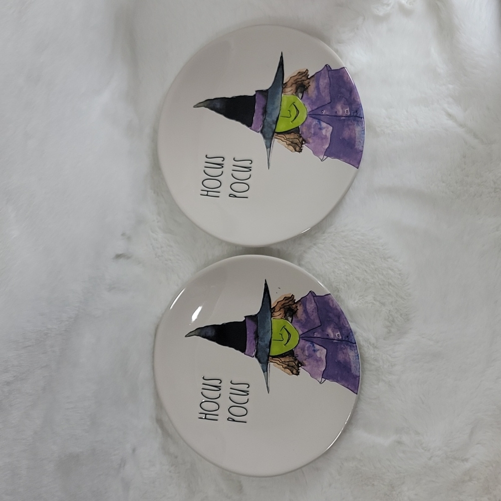 Rae Dunn Hocus Pocus Set of 2 8" diameter Plates Halloween